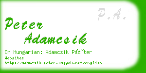 peter adamcsik business card